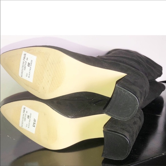 14th & Union Black Faux Suede Heel Tall Boots 6M - Picture 8 of 11